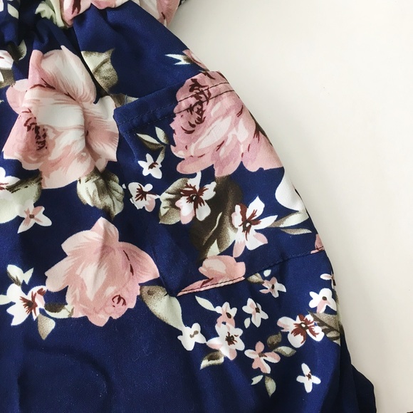 Blue, White, Pink Floral Romper - Picture 4 of 5